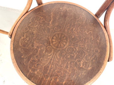 Paire de Fauteuils de Bureau Thonet – Hêtre Courbé & Assises Pyrogravées, vue 6
