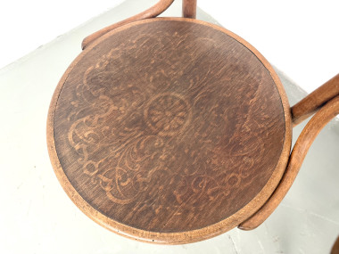 Paire de Fauteuils de Bureau Thonet – Hêtre Courbé & Assises Pyrogravées, vue 7