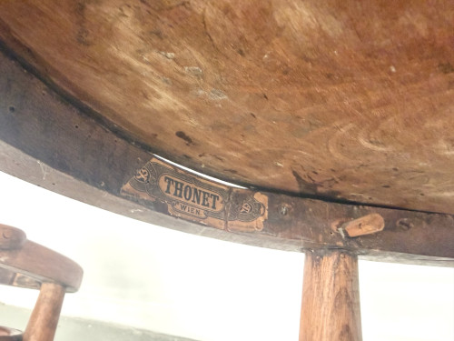 Paire de Fauteuils de Bureau Thonet – Hêtre Courbé & Assises Pyrogravées, vue 14