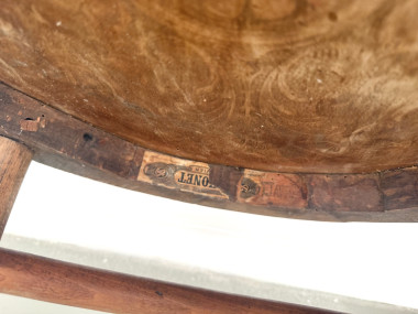 Paire de Fauteuils de Bureau Thonet – Hêtre Courbé & Assises Pyrogravées, vue 15