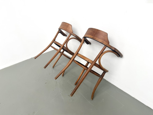 Paire de Fauteuils de Bureau Thonet – Hêtre Courbé & Assises Pyrogravées, vue 17