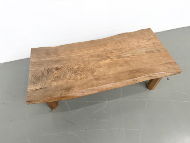 Table basse brutaliste, forme libre en chêne massif, vue 3
