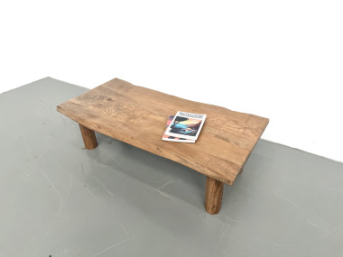Table basse brutaliste, forme libre en chêne massif, vue 6