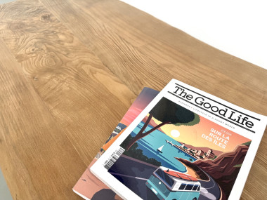 Table basse brutaliste, forme libre en chêne massif, vue 8