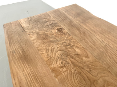 Table basse brutaliste, forme libre en chêne massif, vue 9