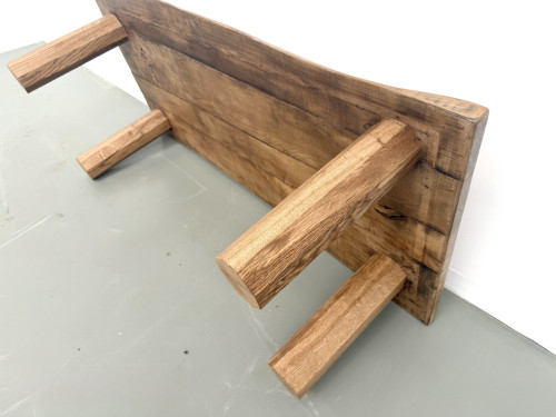 Table basse brutaliste, forme libre en chêne massif, vue 16