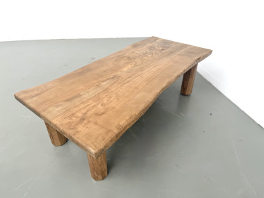 Table basse brutaliste, forme libre en chêne massif, vue 18