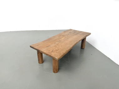 Table basse brutaliste, forme libre en chêne massif, vue 19