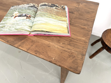 Table de ferme en pin, pieds fuseaux, années 50, vue 7