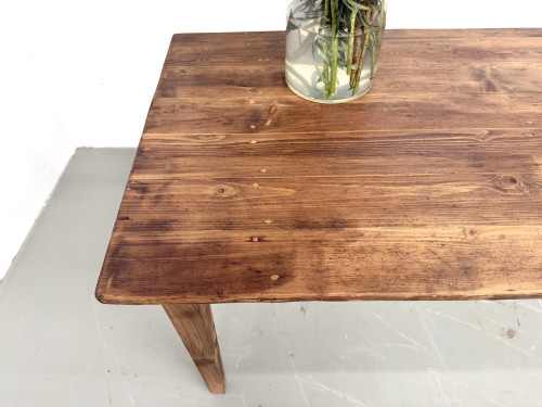 Table de ferme en pin, pieds fuseaux, années 50, vue 11