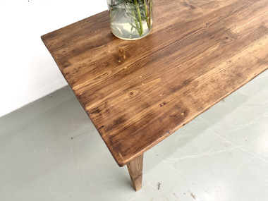 Table de ferme en pin, pieds fuseaux, années 50, vue 12