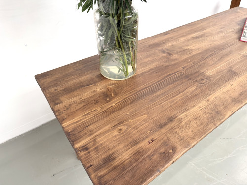 Table de ferme en pin, pieds fuseaux, années 50, vue 13