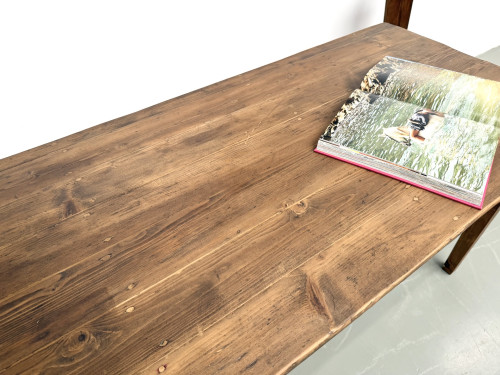 Table de ferme en pin, pieds fuseaux, années 50, vue 14