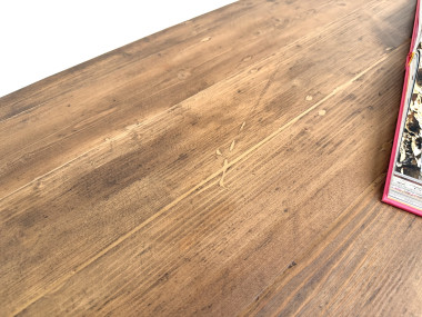 Table de ferme en pin, pieds fuseaux, années 50, vue 15