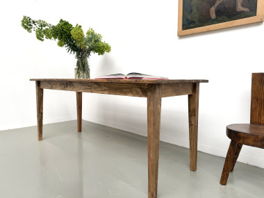 Table de ferme en pin, pieds fuseaux, années 50, vue 16