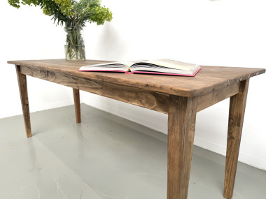 Table de ferme en pin, pieds fuseaux, années 50, vue 18