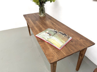 Table de ferme en pin, pieds fuseaux, années 50, vue 20