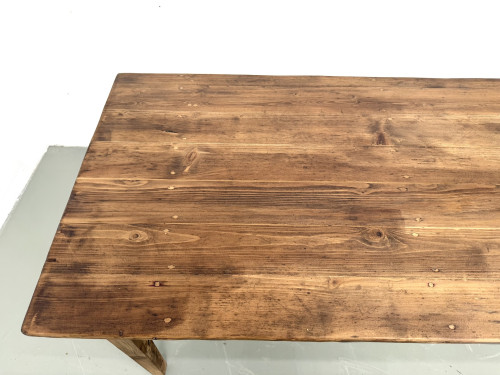 Table de ferme en pin, pieds fuseaux, années 50, vue 23
