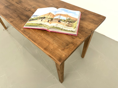 Table de ferme en pin, pieds fuseaux, années 50, vue 5