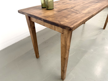 Table de ferme en pin, pieds fuseaux, années 50, vue 7