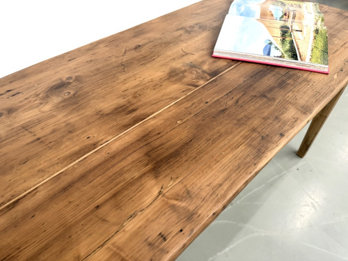 Table de ferme en pin, pieds fuseaux, années 50, vue 8