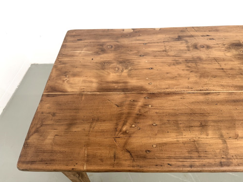 Table de ferme en pin, pieds fuseaux, années 50, vue 12