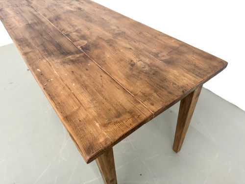 Table de ferme en pin, pieds fuseaux, années 50, vue 15