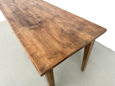Table de ferme en pin, pieds fuseaux, années 50, vue 15