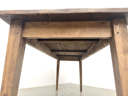 Table de ferme en pin, pieds fuseaux, années 50, vue 17