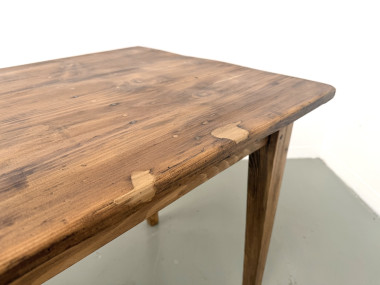 Table de ferme en pin, pieds fuseaux, années 50, vue 18