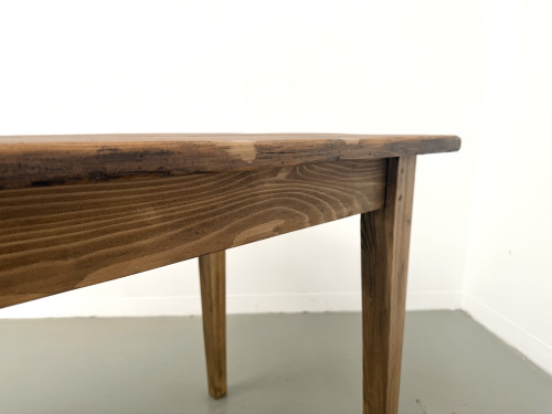 Table de ferme en pin, pieds fuseaux, années 50, vue 19