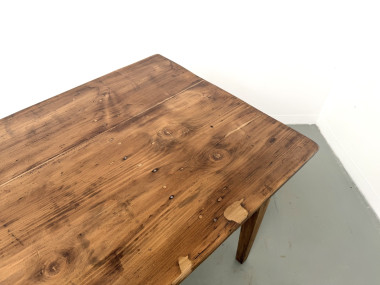 Table de ferme en pin, pieds fuseaux, années 50, vue 20
