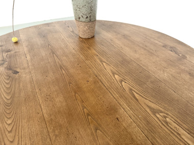 Table basse ronde en chêne massif, pieds octogonaux, France, années 1950, vue 11