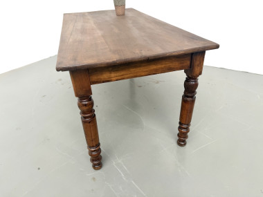 Table de ferme en merisier massif, pieds tournés, France, vers 1900, vue 20
