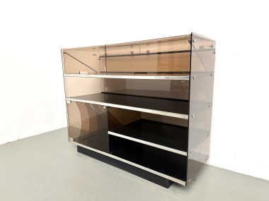 Meuble Hi-Fi en plexiglass fumé et aluminium, Eric Maville, France, années 1970, vue 6