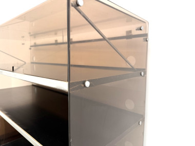 Meuble Hi-Fi en plexiglass fumé et aluminium, Eric Maville, France, années 1970, vue 7