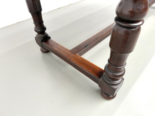 Table de ferme en noyer massif, pieds tournés, années 1950, vue 20