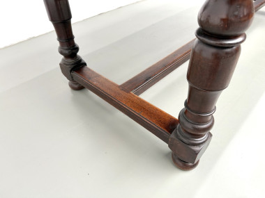 Table de ferme en noyer massif, pieds tournés, années 1950, vue 20