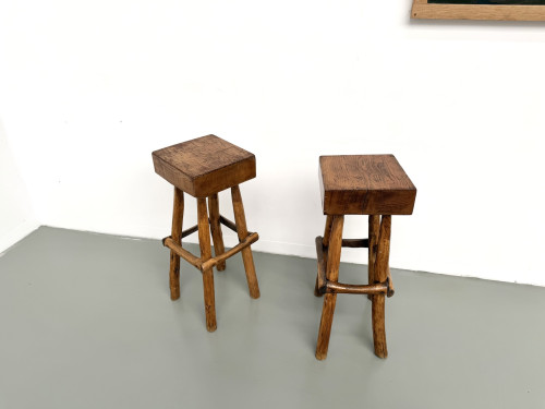 Paire de tabourets de bar brutalistes, France, années 1950, vue 4