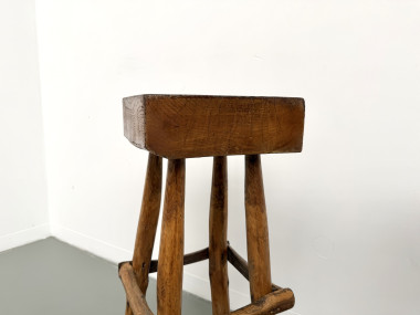 Paire de tabourets de bar brutalistes, France, années 1950, vue 8