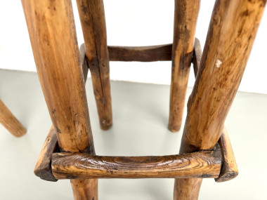 Paire de tabourets de bar brutalistes, France, années 1950, vue 13