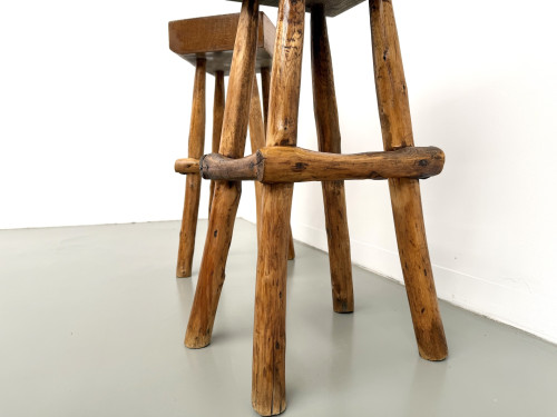Paire de tabourets de bar brutalistes, France, années 1950, vue 14