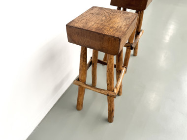Paire de tabourets de bar brutalistes, France, années 1950, vue 20