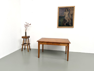Table de ferme en pin, France, années 1950, vue 1