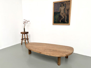 Table basse "Forme Libre" XXL en chêne massif – Années 50, vue 13