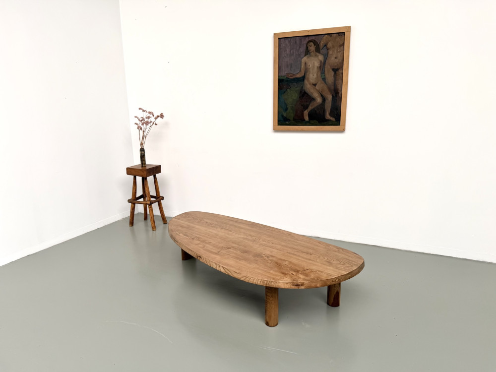 Table basse "Forme Libre" XXL en chêne massif – Années 50, vue 1