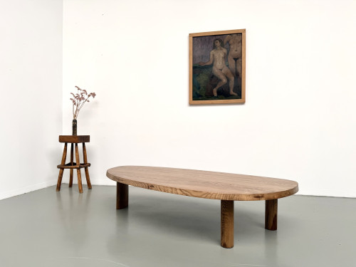 Table basse "Forme Libre" XXL en chêne massif – Années 50, vue 20