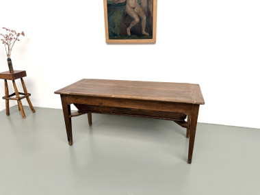 Table de ferme, ancien pétrin en chêne massif, France, vers 1920, vue 3