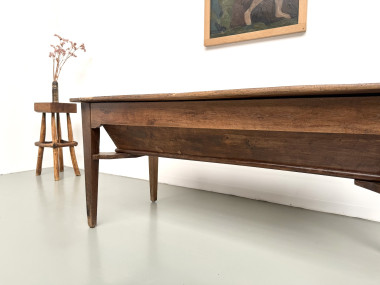 Table de ferme, ancien pétrin en chêne massif, France, vers 1920, vue 6