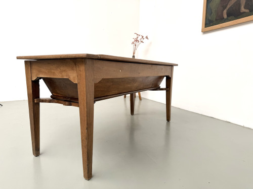 Table de ferme, ancien pétrin en chêne massif, France, vers 1920, vue 24